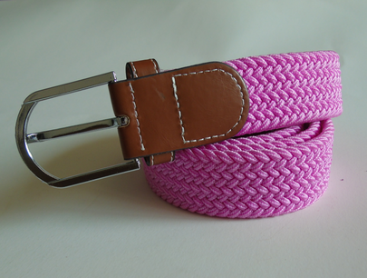 弹力编织皮带粉红色